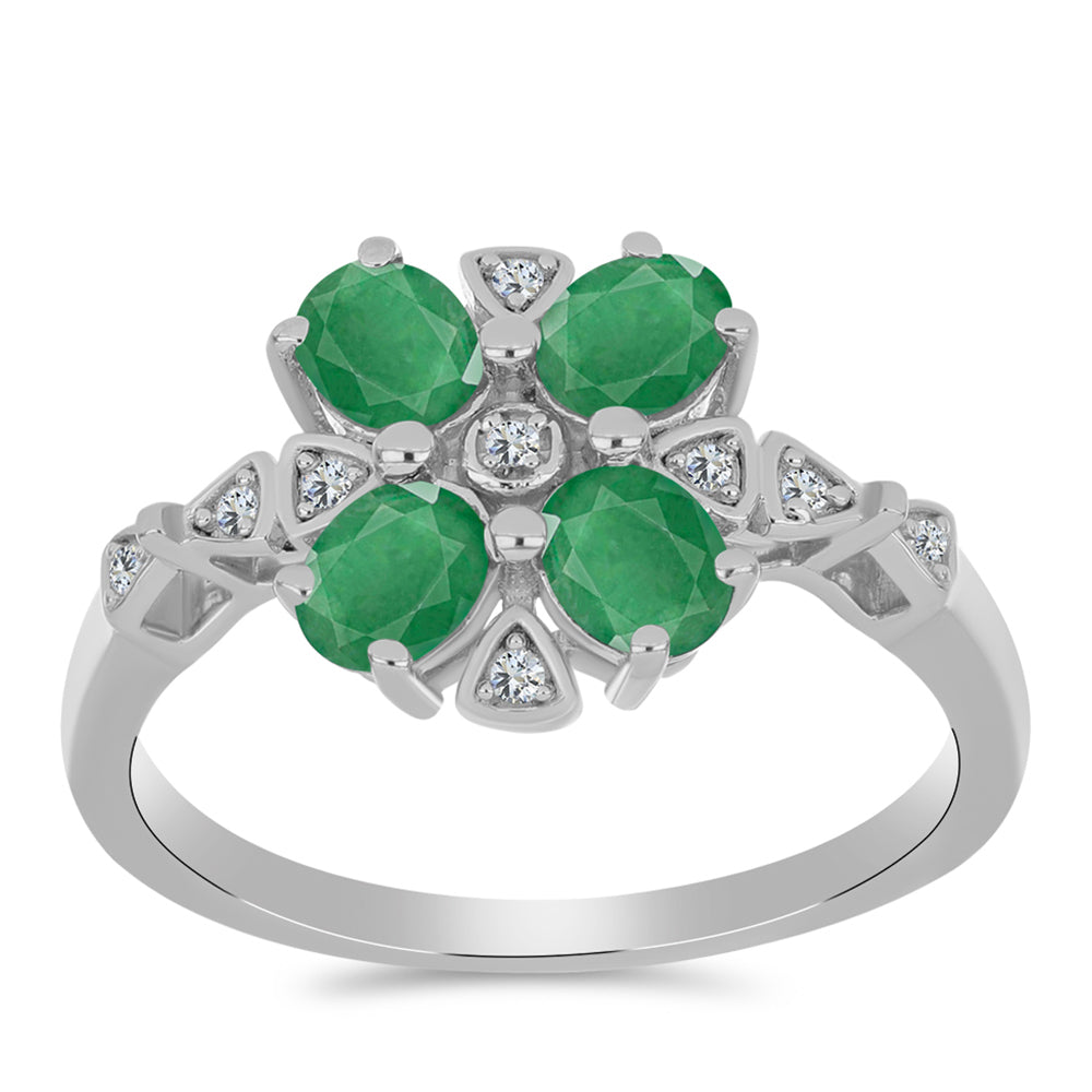 Anillo de Plata con Esmeralda de Brasil y Topacio Blanco 3 