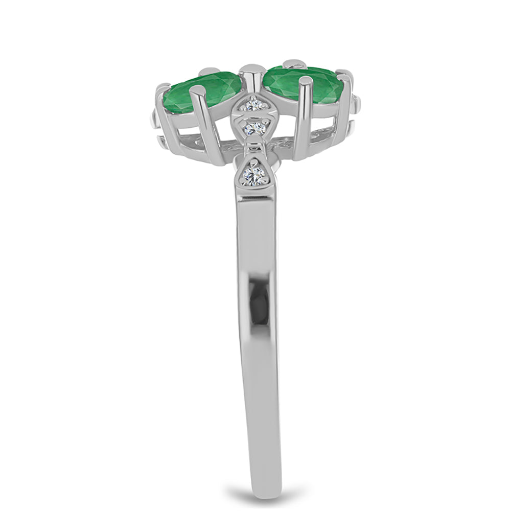 Anillo de Plata con Esmeralda de Brasil y Topacio Blanco