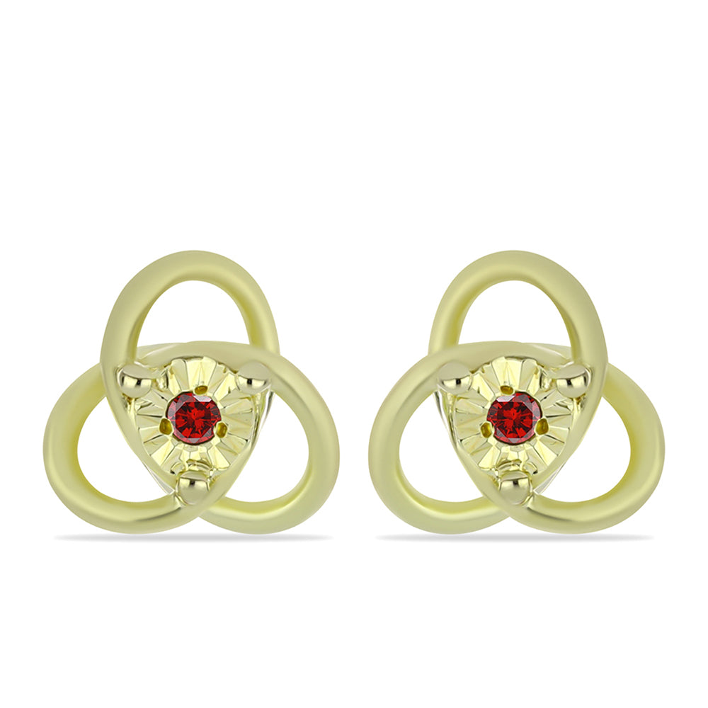 Conjunto de Plata Bañada en Oro con Diamante Rojo ( Pendientes +Anillo +Colgante ) 4 