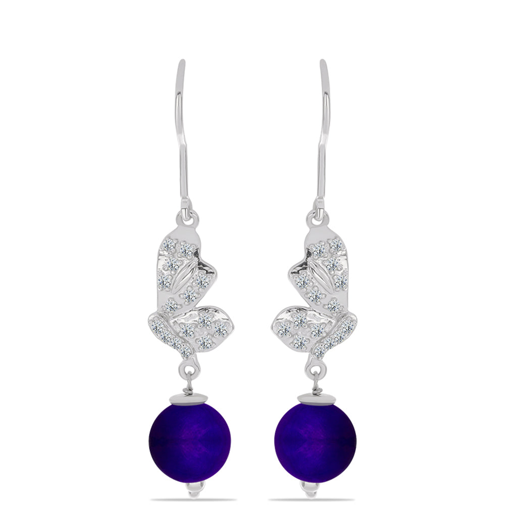 Pendientes de Plata con Jade Púrpura y Topacio Blanco 1 