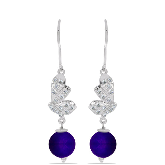 Pendientes de Plata con Jade Púrpura y Topacio Blanco