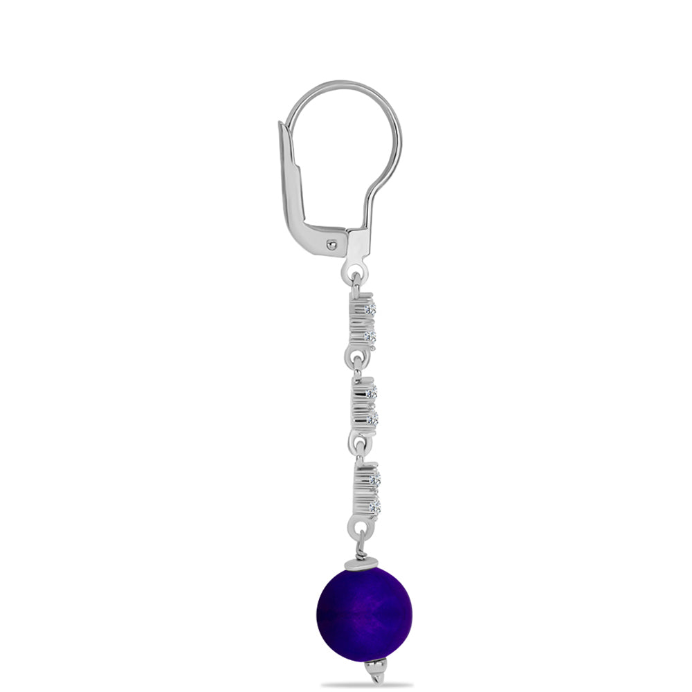 Pendientes de Plata con Jade Púrpura y Topacio Blanco 2 