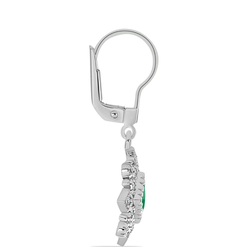 Pendientes de Plata con Esmeralda de Brasil y Topacio Blanco 2 