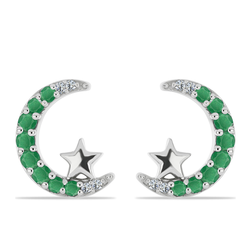 Pendientes de Plata con Esmeralda de Brasil y Topacio Blanco