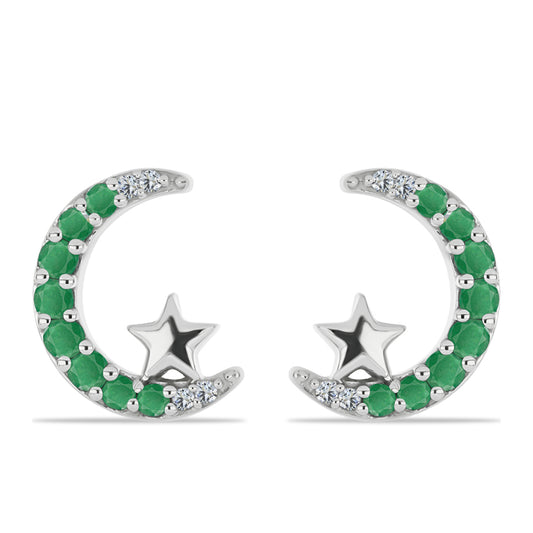 Pendientes de Plata con Esmeralda de Brasil y Topacio Blanco