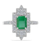 Anillo de Plata con Esmeralda de Brasil y Zircón Blanco