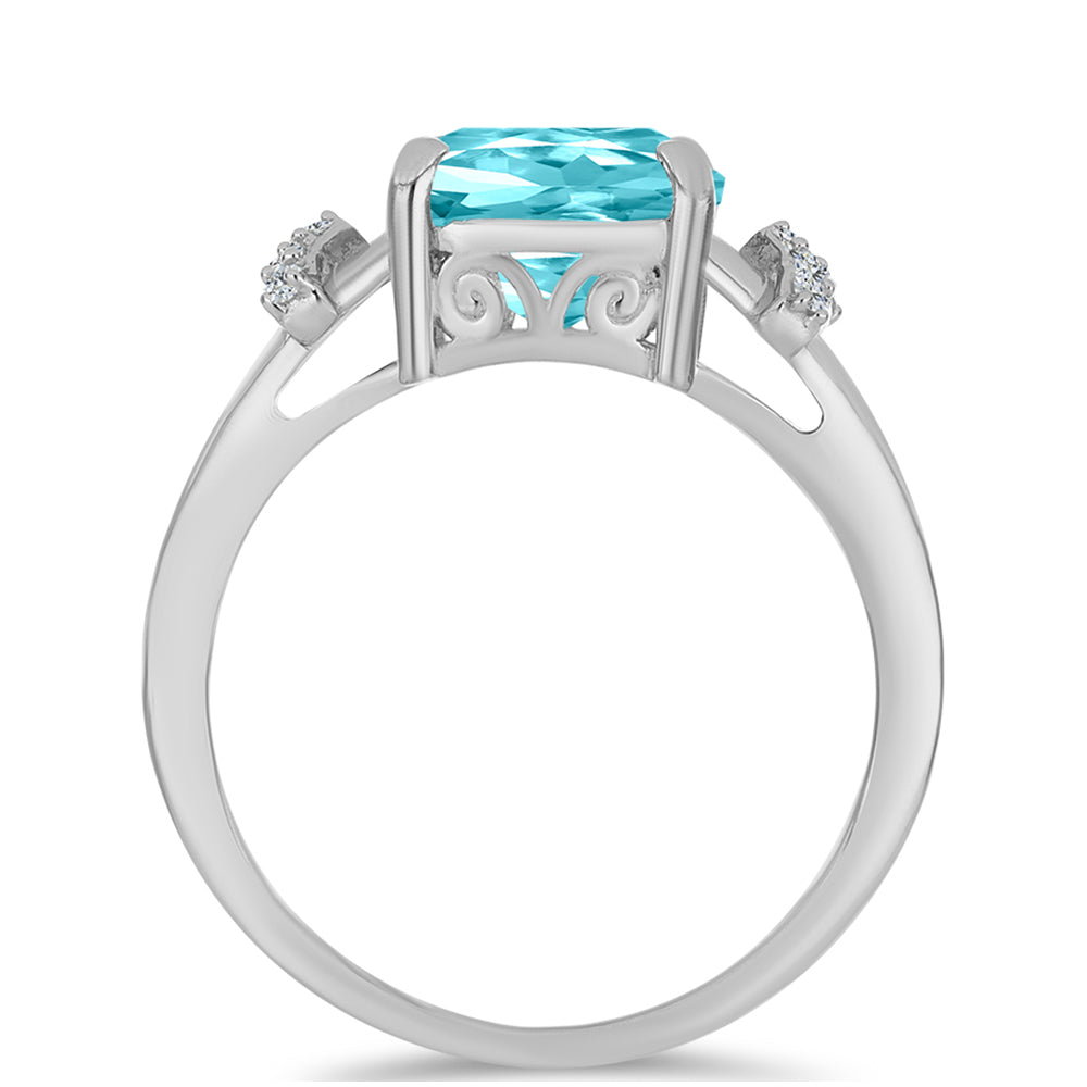 Anillo de Plata con Cuarzo Paraiba y Topacio Blanco 2 