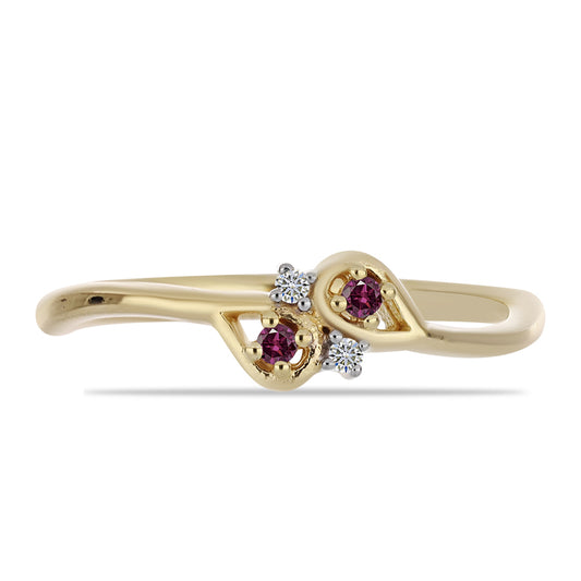 Anillo de Plata Bañada en Oro con Diamante Púrpura y Diamante blanco