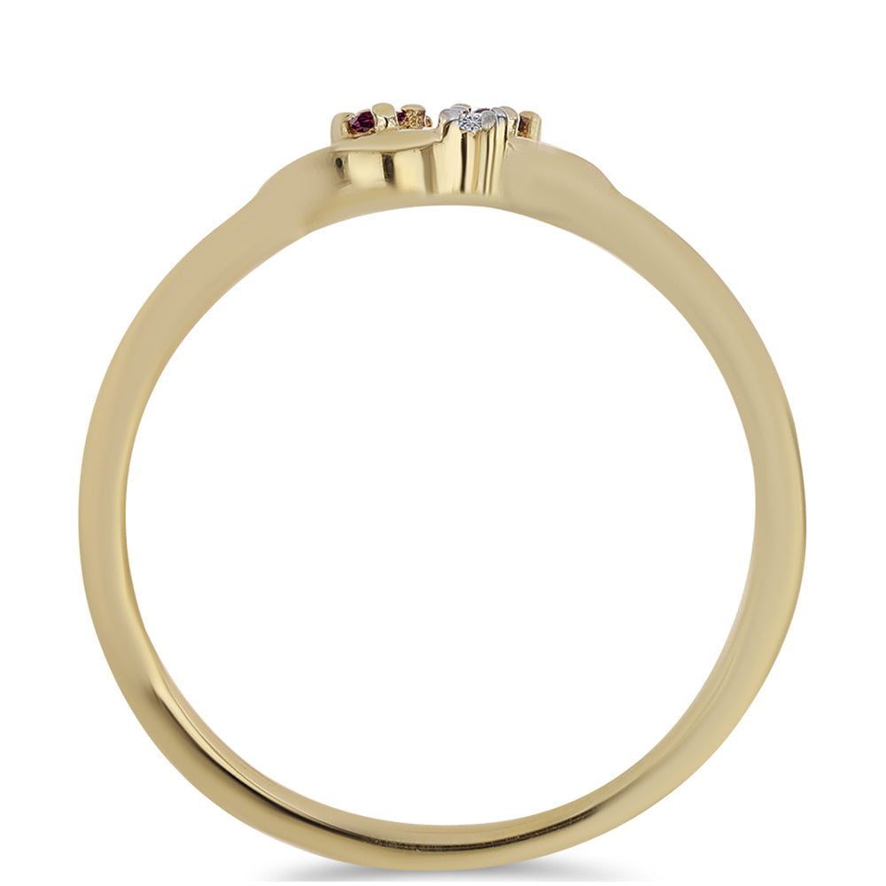 Anillo de Plata Bañada en Oro con Diamante Púrpura y Diamante blanco 3 