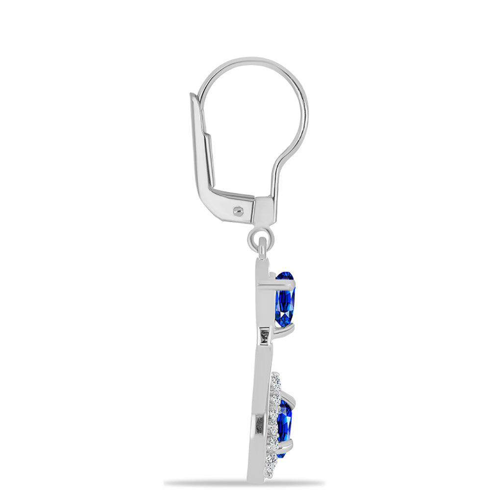 Pendientes de Plata con Zafiro Azul Australiano y Topacio Blanco 2 