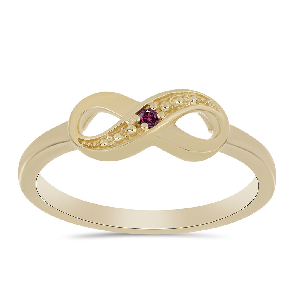 Anillo de Plata Bañada en Oro con Diamante Púrpura