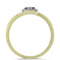 Anillo de Plata Bañada en Oro con Diamante Púrpura y Diamante blanco