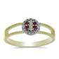 Anillo de Plata Bañada en Oro con Diamante Púrpura y Diamante blanco