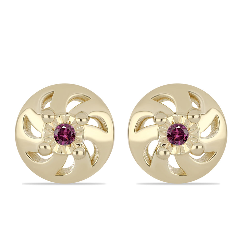 Conjunto de Plata Bañada en Oro con Diamante Púrpura ( Pendientes +Anillo +Colgante )