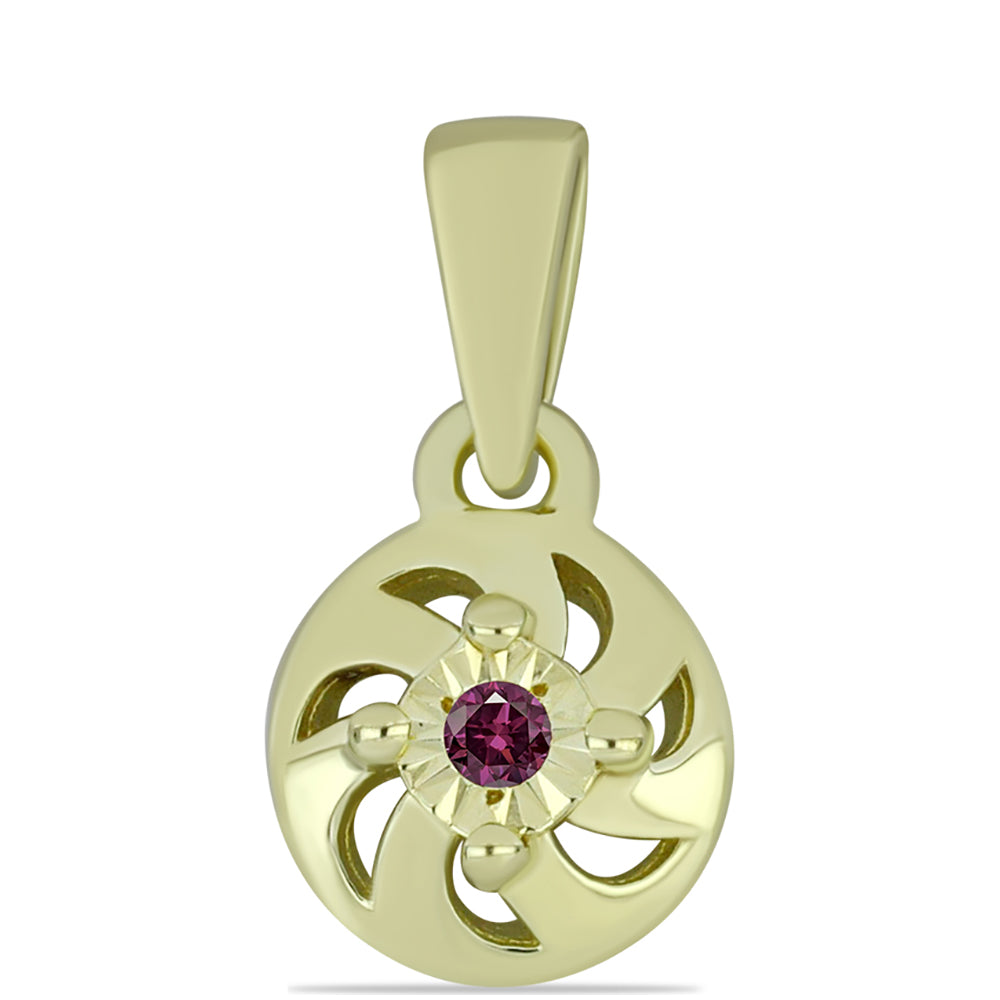 Conjunto de Plata Bañada en Oro con Diamante Púrpura ( Pendientes +Anillo +Colgante )