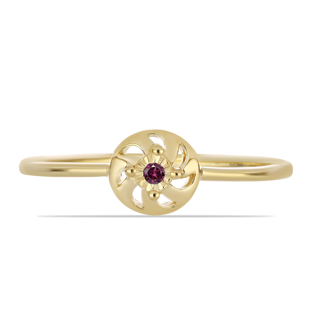 Conjunto de Plata Bañada en Oro con Diamante Púrpura ( Pendientes +Anillo +Colgante )