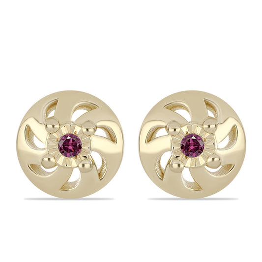 Conjunto de Plata Bañada en Oro con Diamante Púrpura ( Pendientes +Anillo +Colgante )