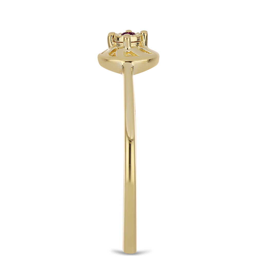 Conjunto de Plata Bañada en Oro con Diamante Púrpura ( Pendientes +Anillo +Colgante ) 9 