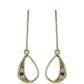 Pendientes de Plata Bañada en Oro con Diamante Púrpura y Diamante blanco