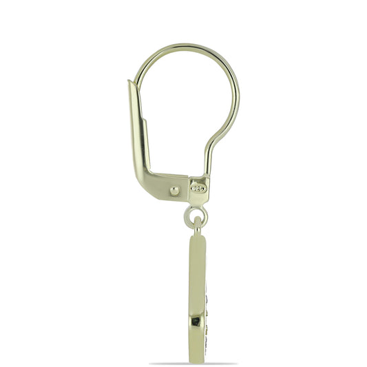 Pendientes de Plata Bañada en Oro con Diamante Púrpura y Diamante blanco