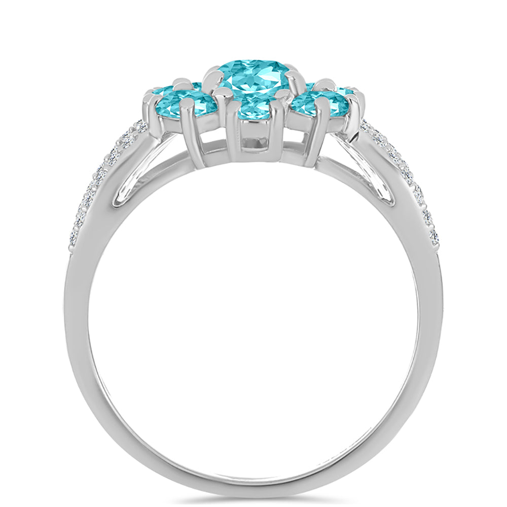 Anillo de Plata con Cuarzo Paraiba y Topacio Blanco 2 