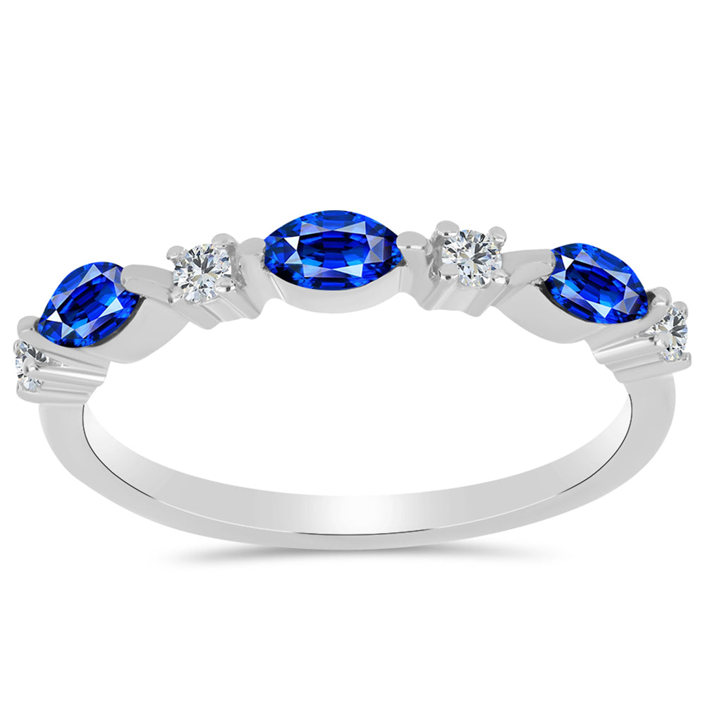 Anillo de Plata con Zafiro Azul Australiano y Topacio Blanco 1 