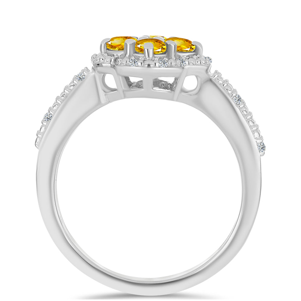 Anillo de Plata con Citrino de los Montes Urales y Topacio Blanco 2 