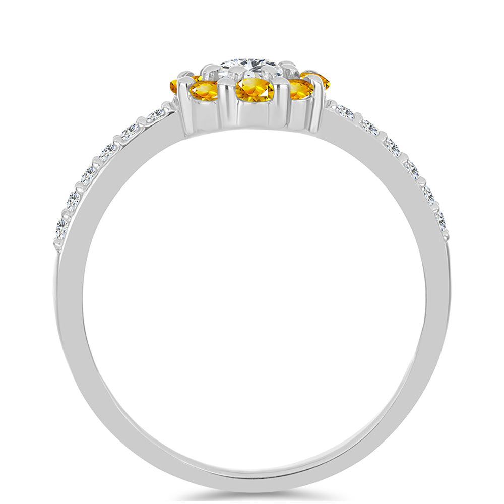 Anillo de Plata con Citrino de los Montes Urales y Topacio Blanco 2 