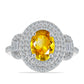 Anillo de Plata con Citrino de los Montes Urales y Zircón Blanco