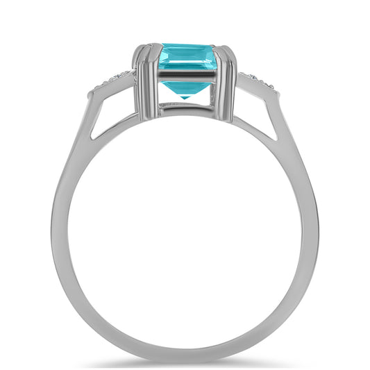 Anillo de Plata con Cuarzo Paraiba y Topacio Blanco