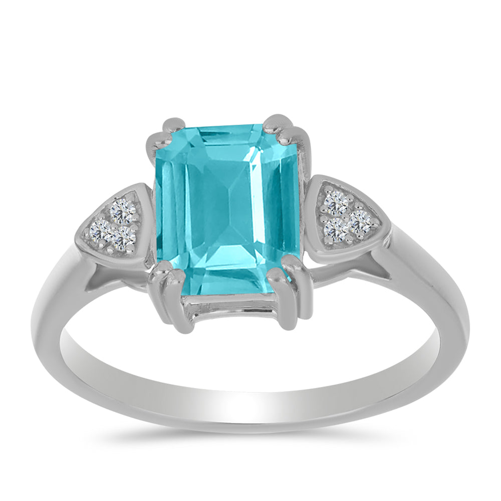 Anillo de Plata con Cuarzo Paraiba y Topacio Blanco 3 