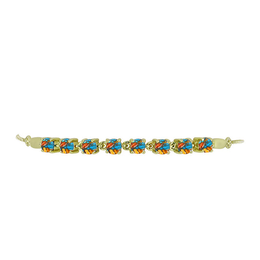 Pulsera de Plata Bañada en Oro con Turquesa Ostra