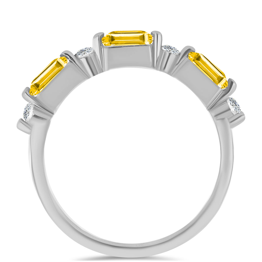 Anillo de Plata con Citrino de los Montes Urales y Topacio Blanco