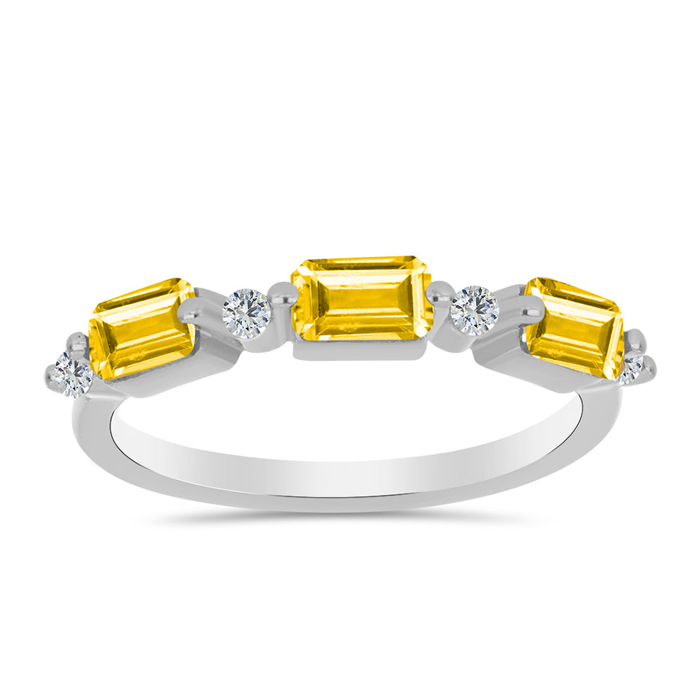 Anillo de Plata con Citrino de los Montes Urales y Topacio Blanco