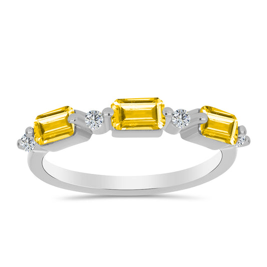 Anillo de Plata con Citrino de los Montes Urales y Topacio Blanco