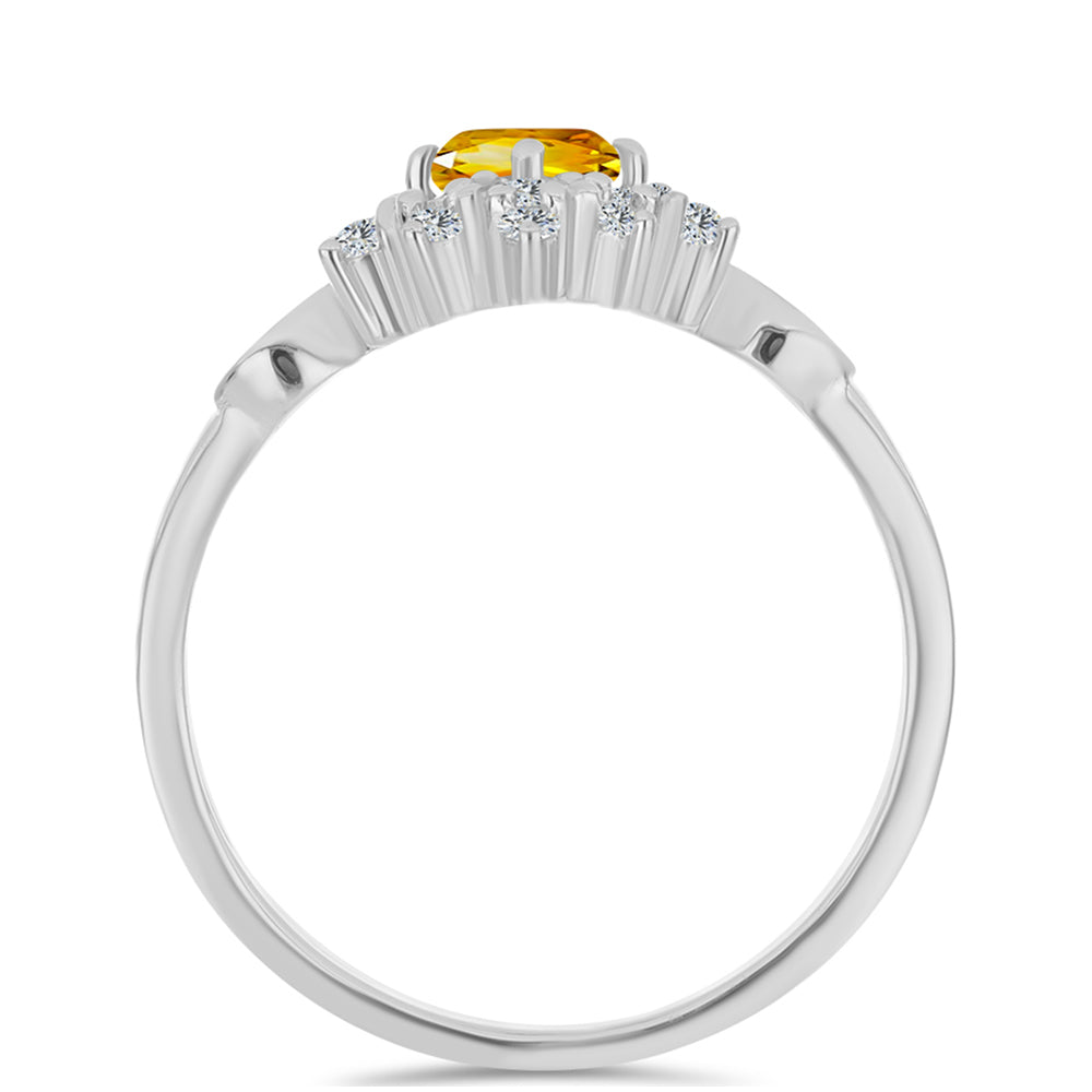 Anillo de Plata con Citrino de los Montes Urales y Topacio Blanco