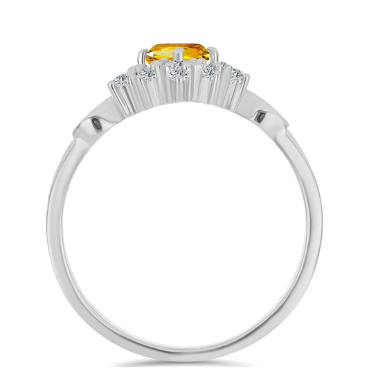 Anillo de Plata con Citrino de los Montes Urales y Topacio Blanco