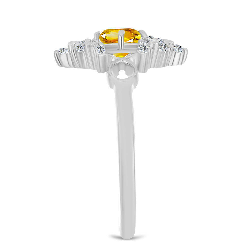 Anillo de Plata con Citrino de los Montes Urales y Topacio Blanco 4 