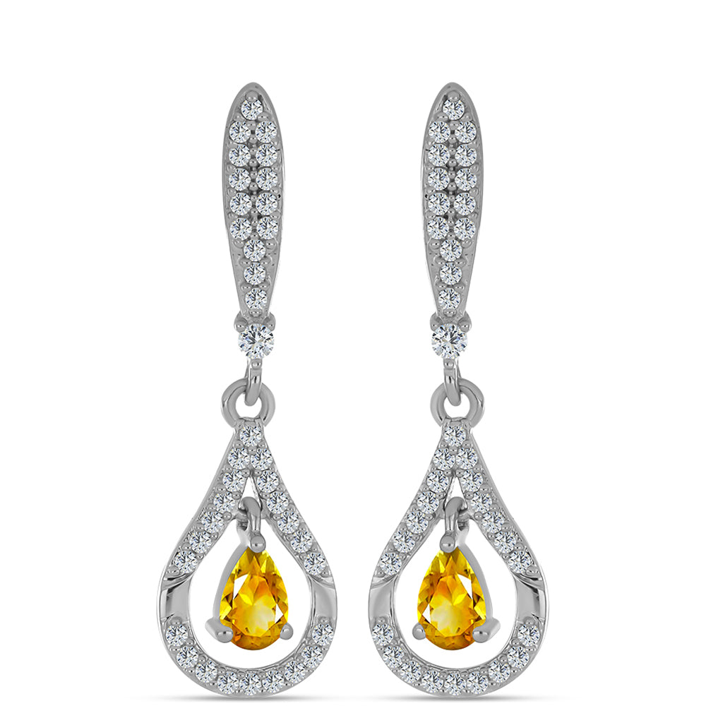 Pendientes de Plata con Citrino de los Montes Urales y Topacio Blanco 1 