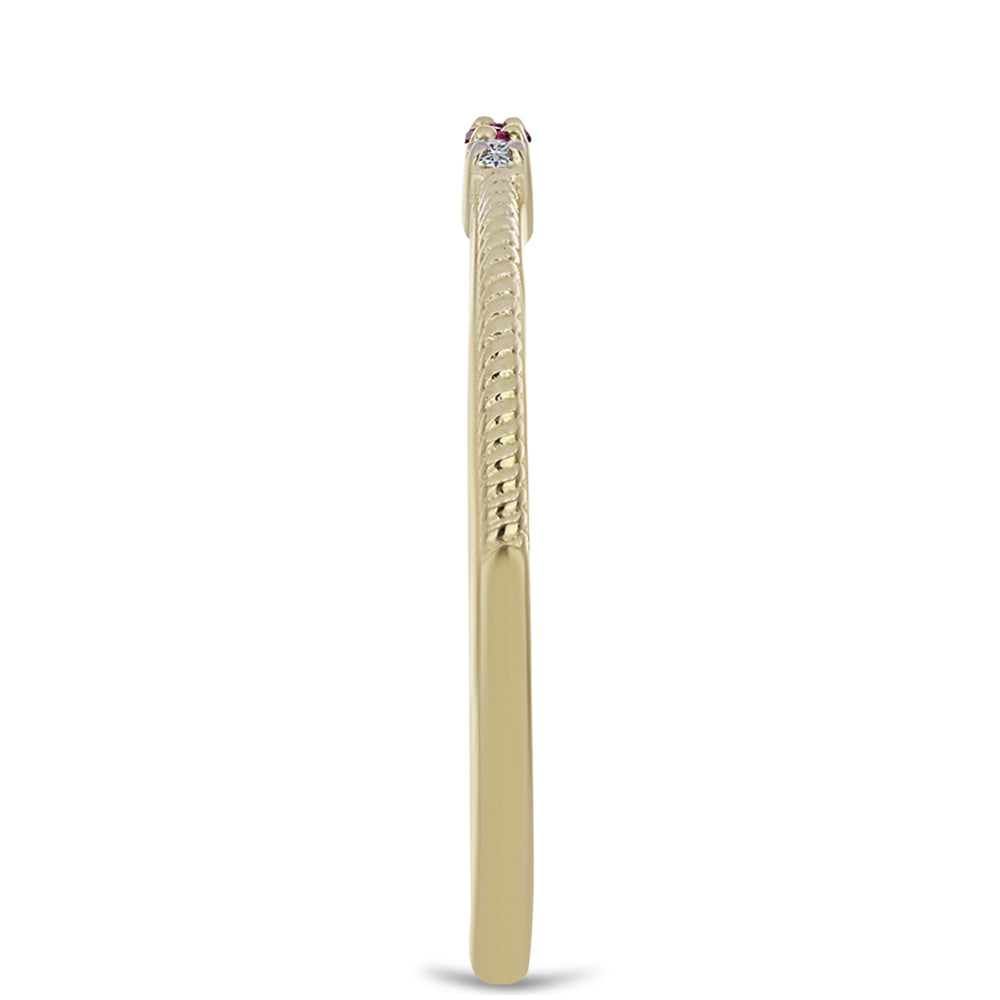 Anillo de Plata Bañada en Oro con Diamante Púrpura y Diamante blanco 4 