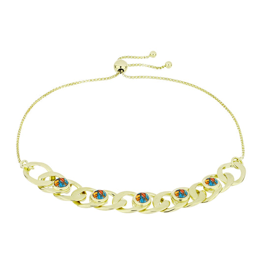 Pulsera de Plata Bañada en Oro con Turquesa Ostra