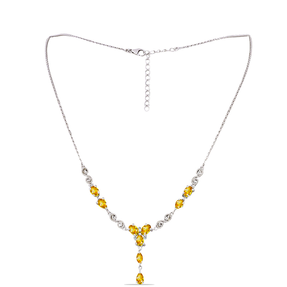Collar de Plata con Citrino de los Montes Urales y Topacio Blanco 1 