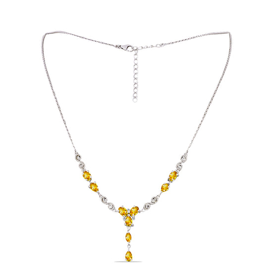 Collar de Plata con Citrino de los Montes Urales y Topacio Blanco