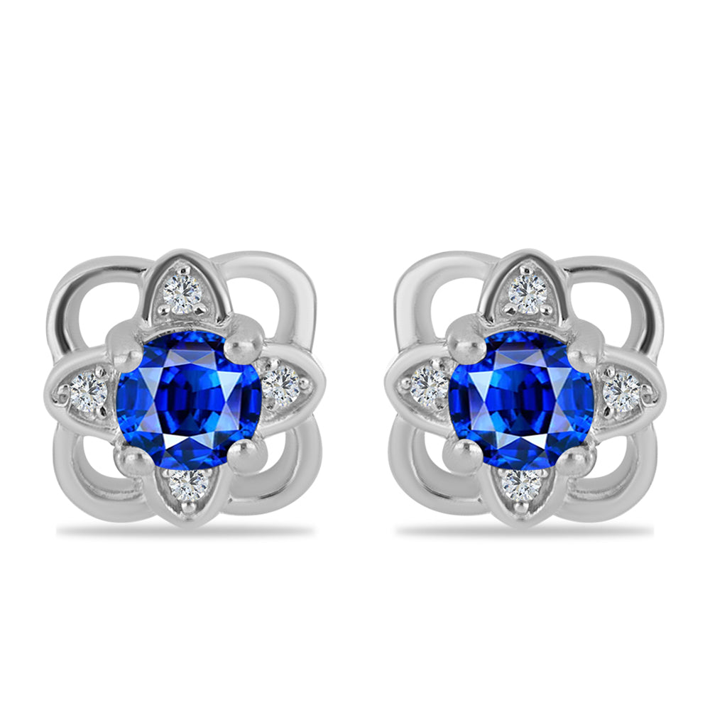 Pendientes de Plata con Zafiro Azul Australiano y Topacio Blanco