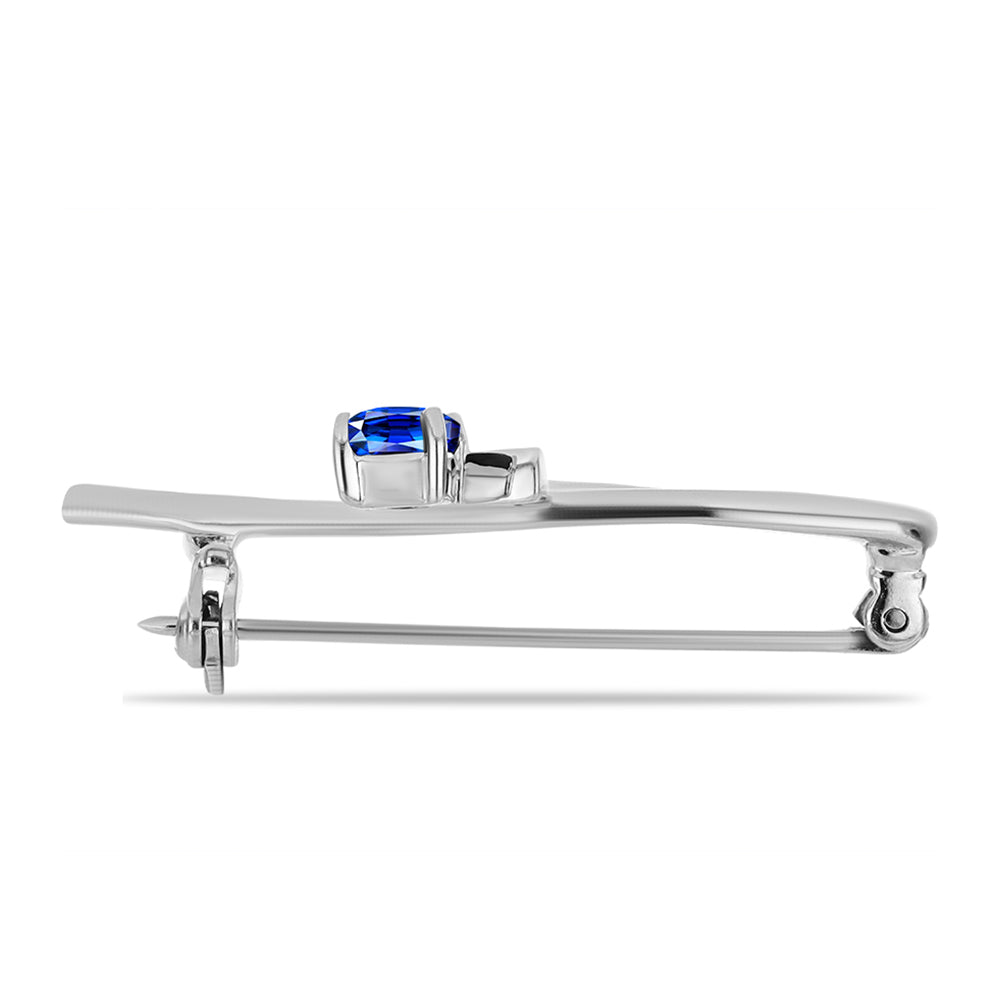 Broche de Plata con Zafiro Azul Australiano y Topacio Blanco 2 