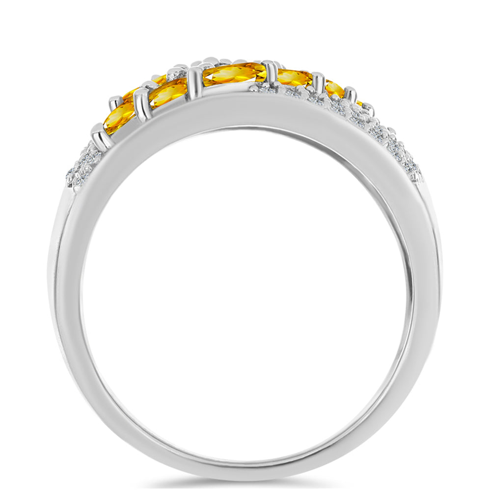 Anillo de Plata con Citrino de los Montes Urales y Topacio Blanco 2 