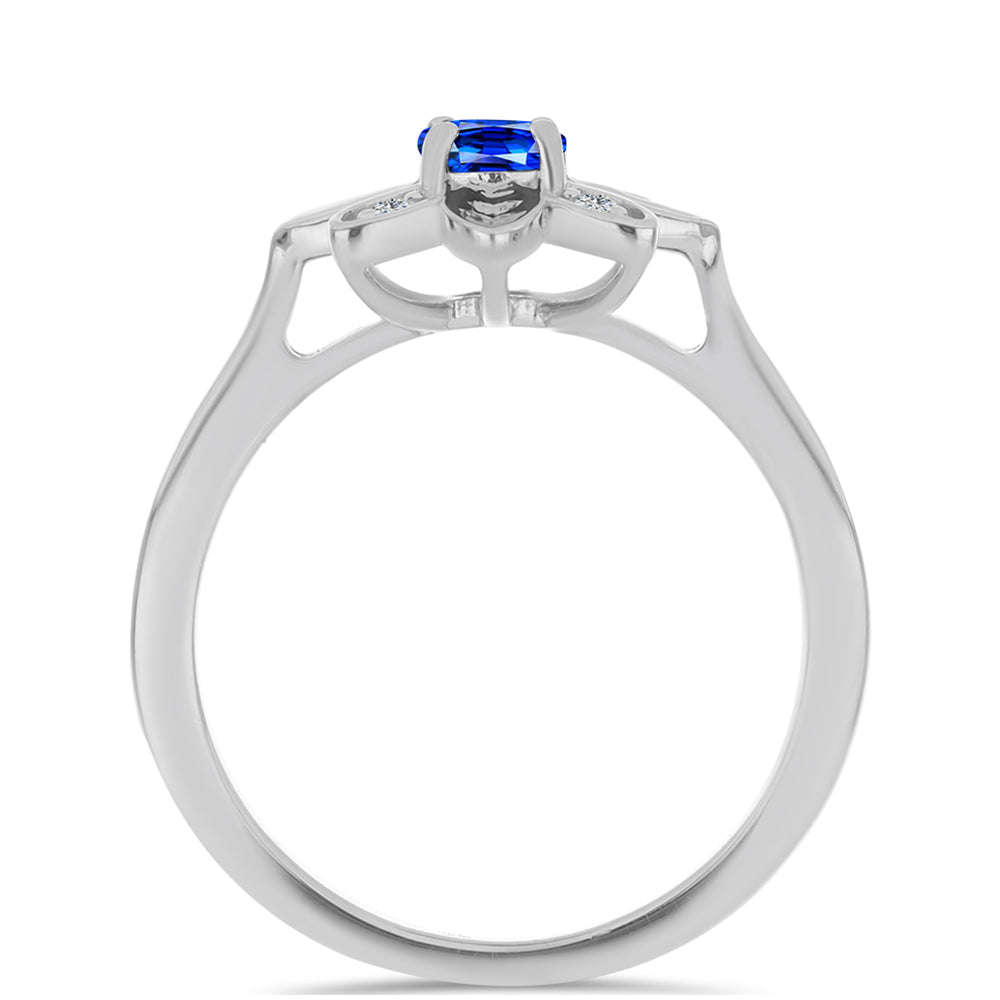 Anillo de Plata con Zafiro Azul Australiano y Topacio Blanco