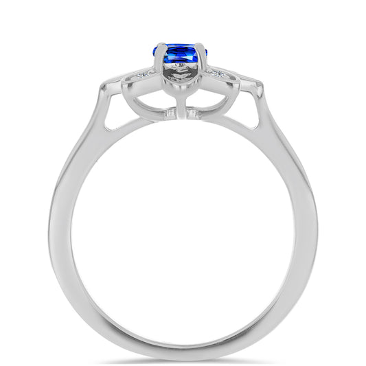 Anillo de Plata con Zafiro Azul Australiano y Topacio Blanco