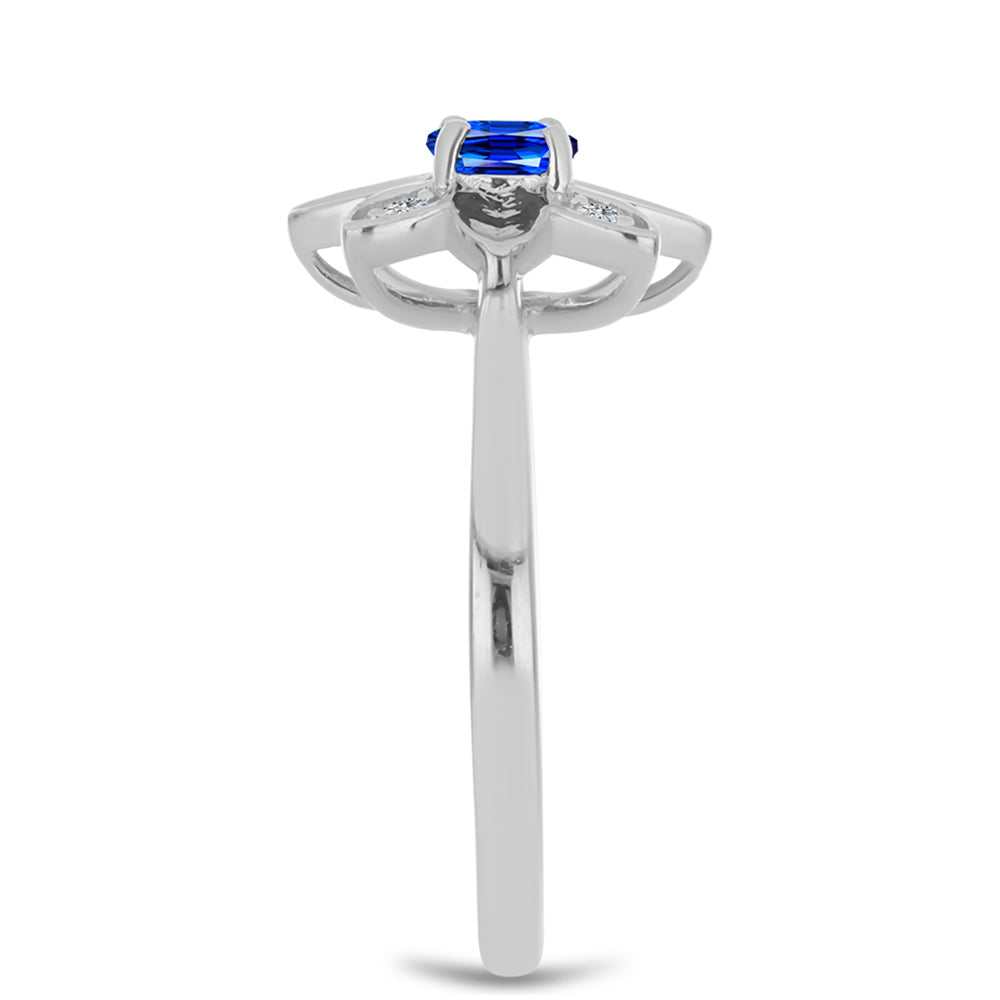 Anillo de Plata con Zafiro Azul Australiano y Topacio Blanco 4 