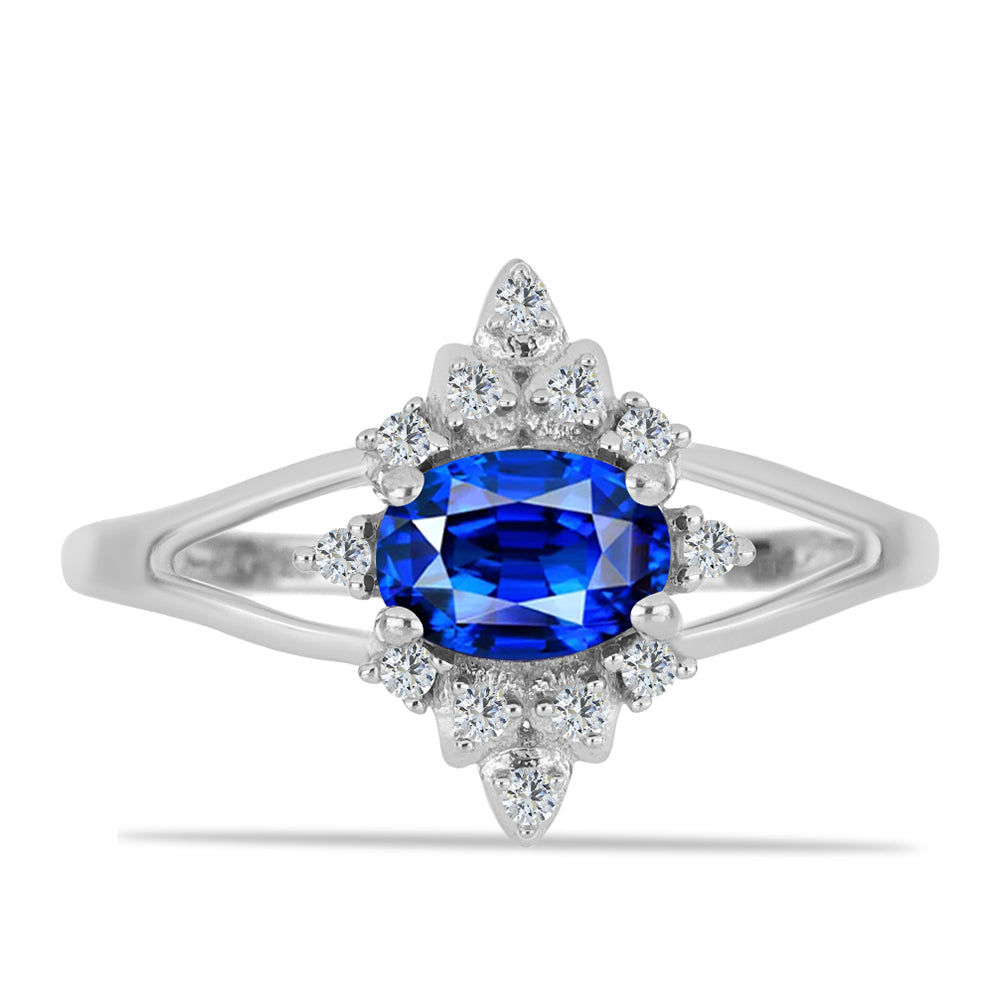 Anillo de Plata con Zafiro Azul Australiano y Topacio Blanco 1 